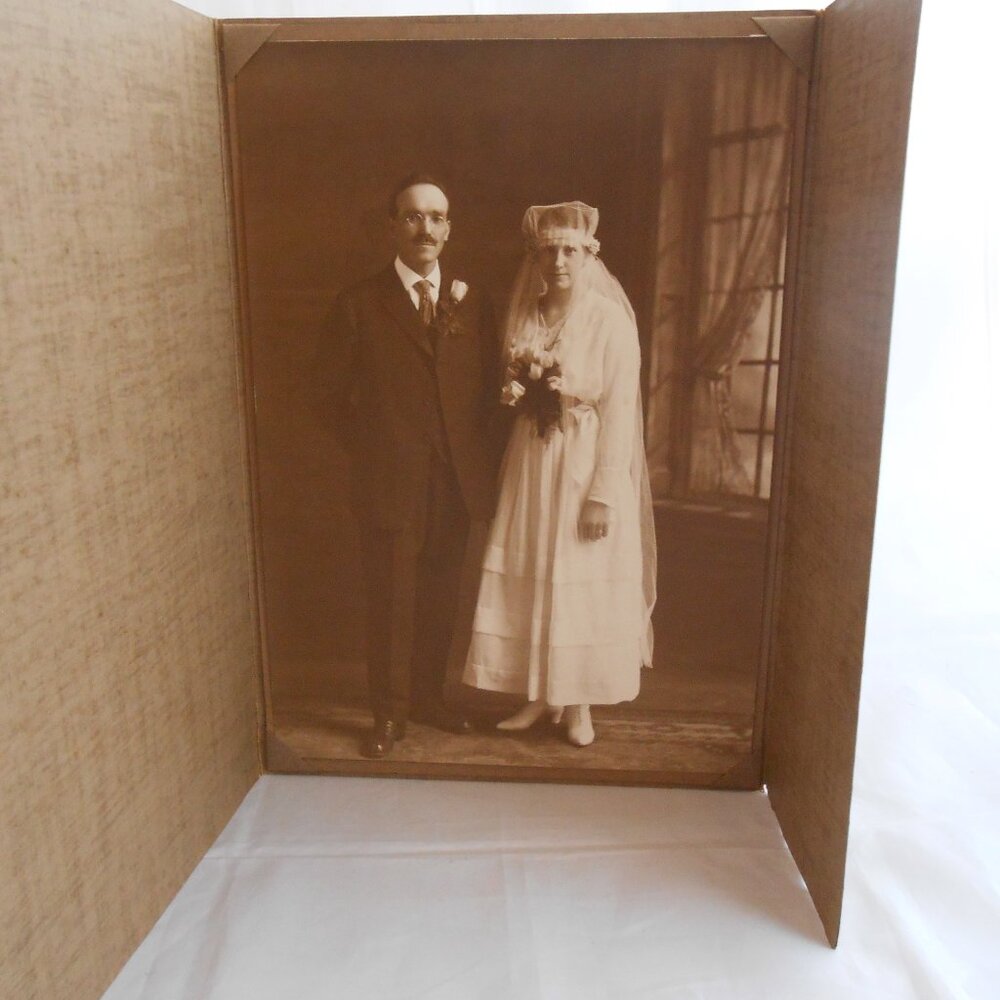 Vintage Wedding Photograph, Halmrast Studio, Trifold Frame, Wedding, Couples